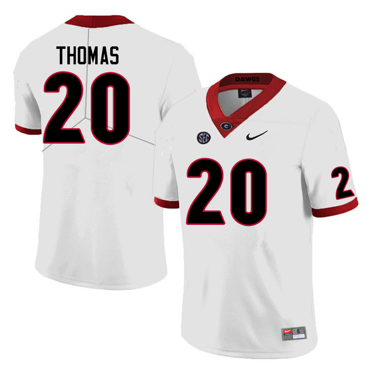 Georgia Bulldogs #20 JaCorey Thomas College Football Jerseys Sale-White Anniversary